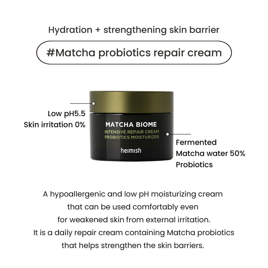 heimish - Matcha Biome Intensive Repair Cream 50ml 4