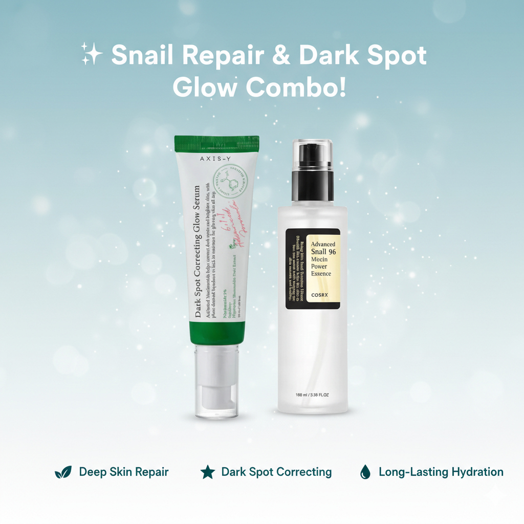 COSRX - Advanced Snail 96 Mucin Power Essence 100ml + AXIS - Y - Dark Spot Correcting Glow Serum 50ml Combo