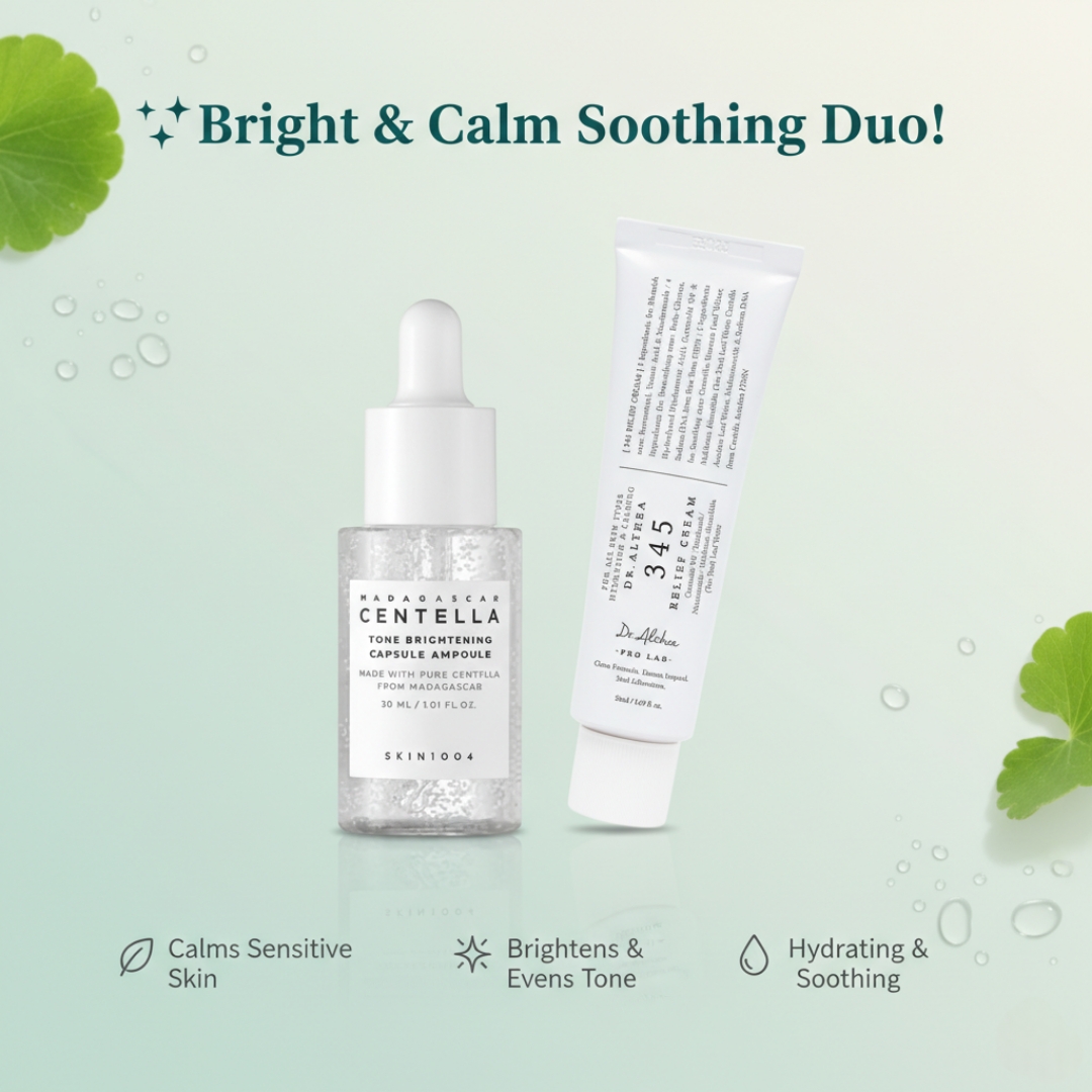SKIN 1004 - Madagascar Centella Tone Brightening Capsule Ampoule 30ml + Dr. Althea - 345 Relief Cream 50ml Combo