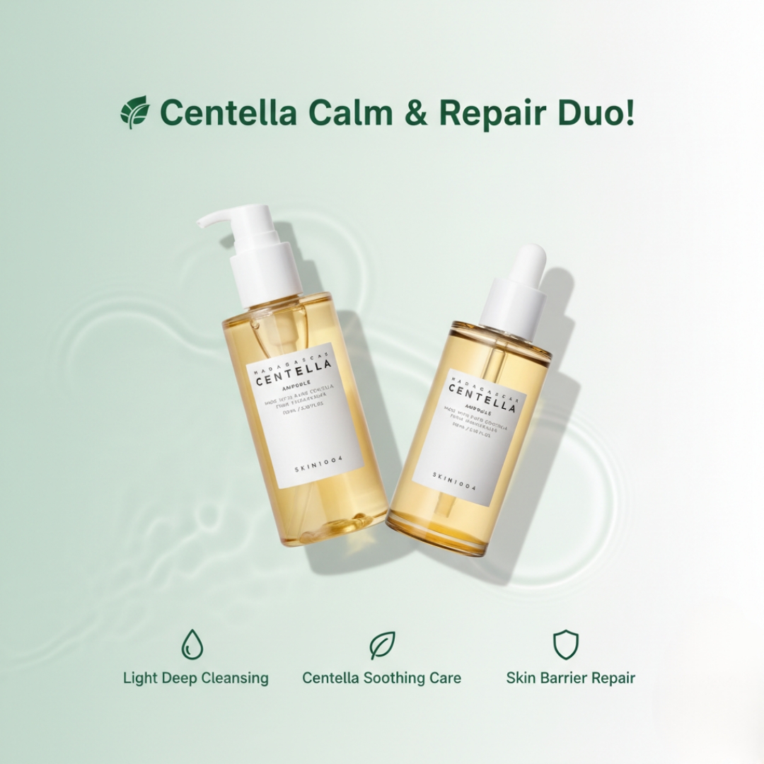 SKIN1004 - Madagascar Centella Light Cleansing Oil 200ml + SKIN1004 - Madagascar Centella Ampoule 100ml Combo