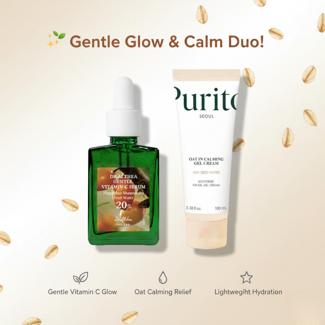 Dr. Althea - Gentle Vitamin C Serum 30ml + Purito SEOUL - Oat-In Calming Gel Cream 100ml Combo