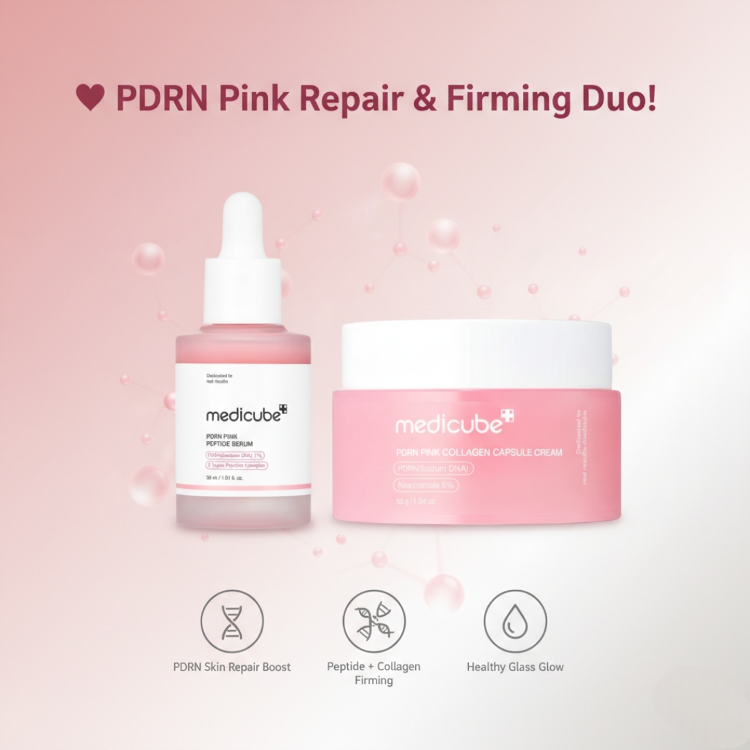 medicube - PDRN Pink Peptide Serum 30ml + medicube - PDRN Pink Collagen Capsule Cream 55g Combo