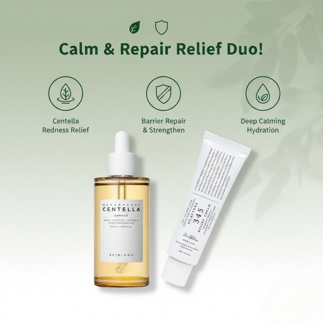 SKIN1004 - Madagascar Centella Ampoule 100ml + Dr. Althea - 345 Relief Cream 50ml Combo 