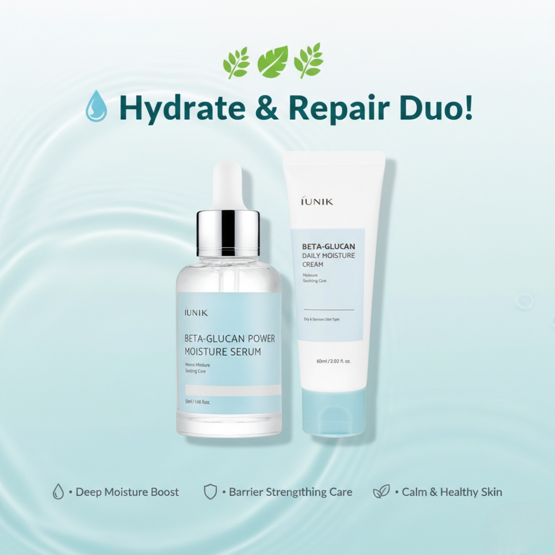 iUNIK Beta Glucan Power Moisture Serum 50ml + iUNIK Beta Glucan Daily Moisture Cream 60ml Combo