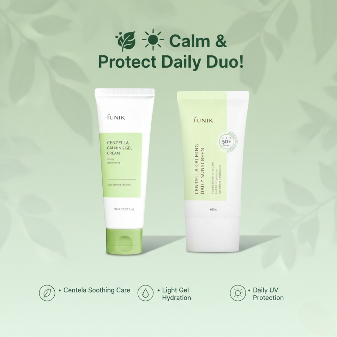 iUNIK - Centella Calming Gel Cream 60ml + iUNIK Centella Calming Daily Sunscreen 60ml Combo
