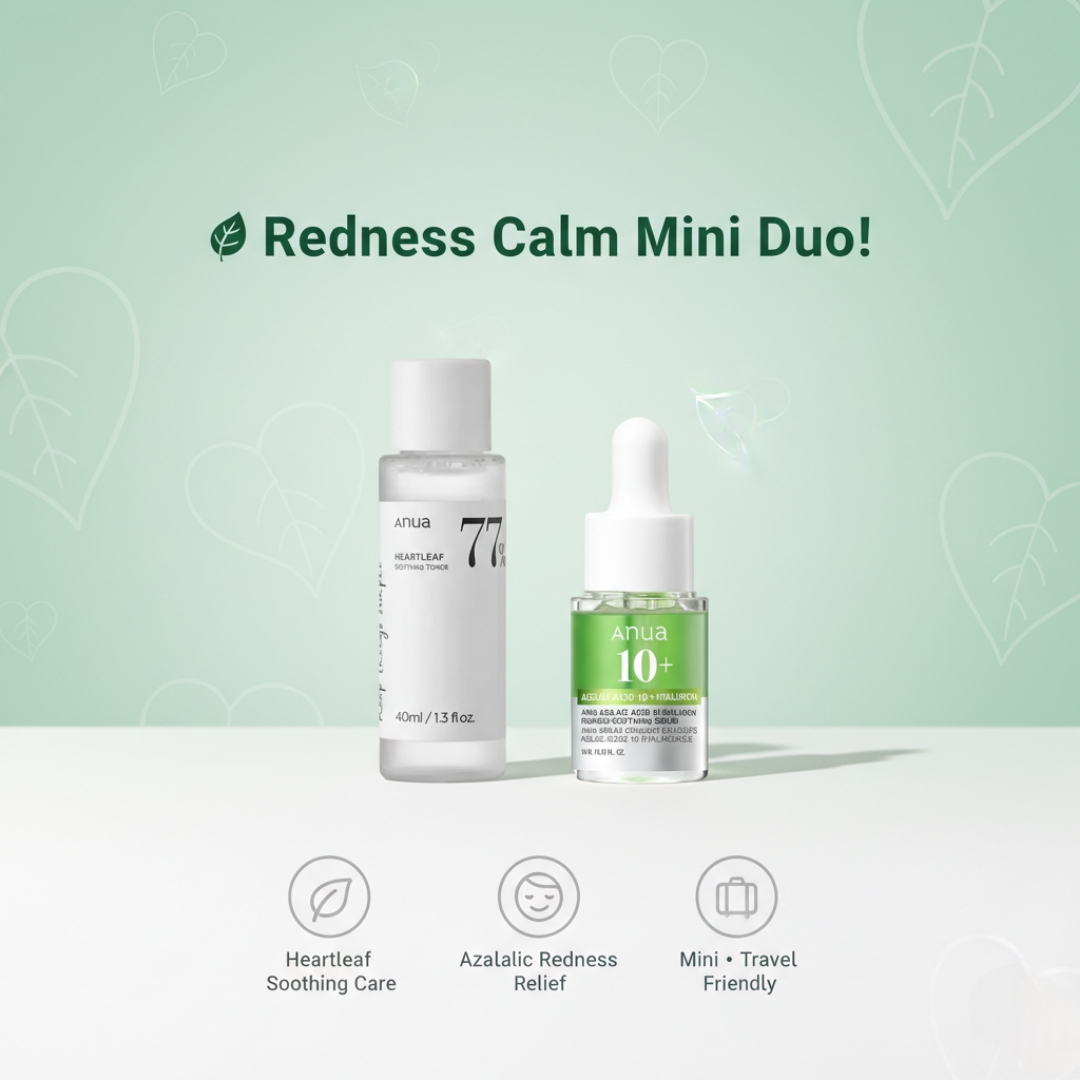Anua - Heartleaf 77% Soothing Toner 40ml Mini + Anua - Azelaic Acid 10 Hyaluron Redness Soothing Serum Mini 10ml Combo