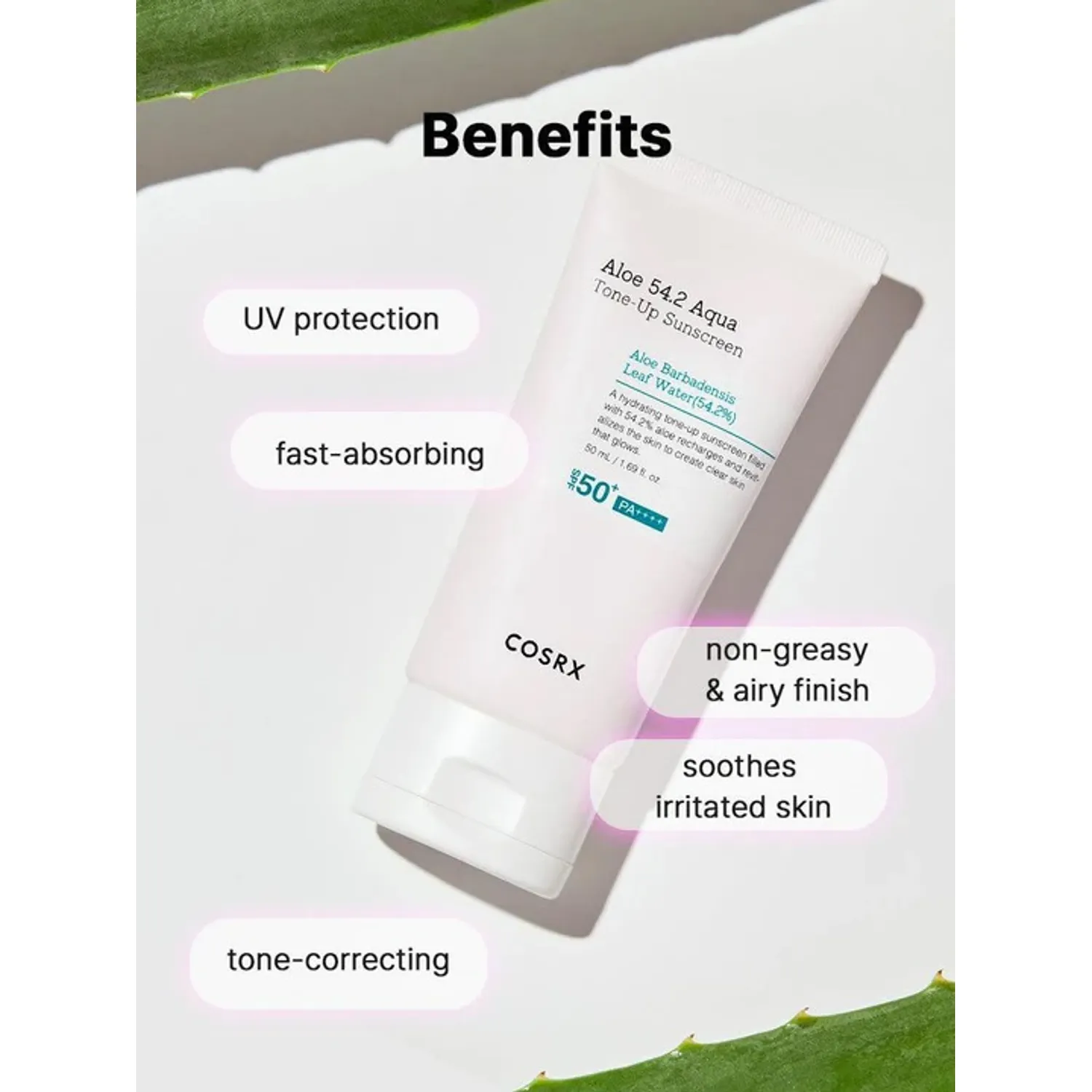 COSRX - Aloe 54.2 Aqua Tone-Up Sunscreen SPF50+ PA++++ 50ml 6