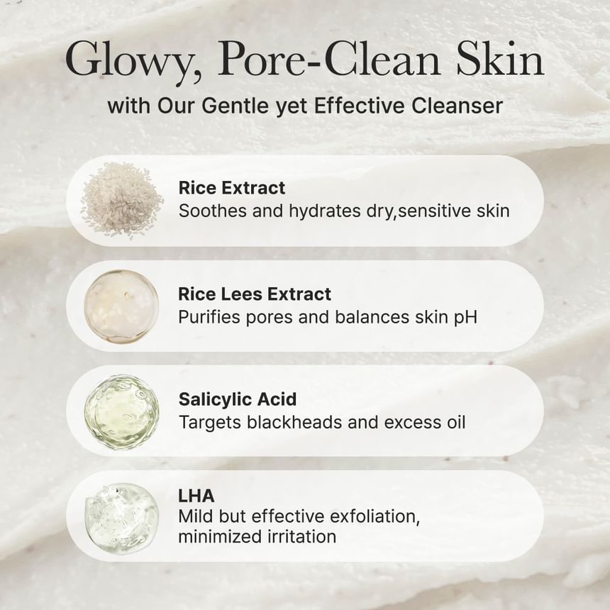 Arencia - Rice + LHA Pore Control Rice Cake Cleanser 150g 4