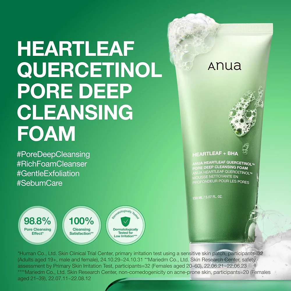 Anua - Heartleaf Quercetinol Pore Deep Cleansing Foam 150ml 3