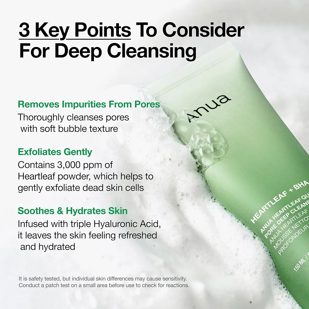 Anua - Heartleaf Quercetinol Pore Deep Cleansing Foam 150ml 4