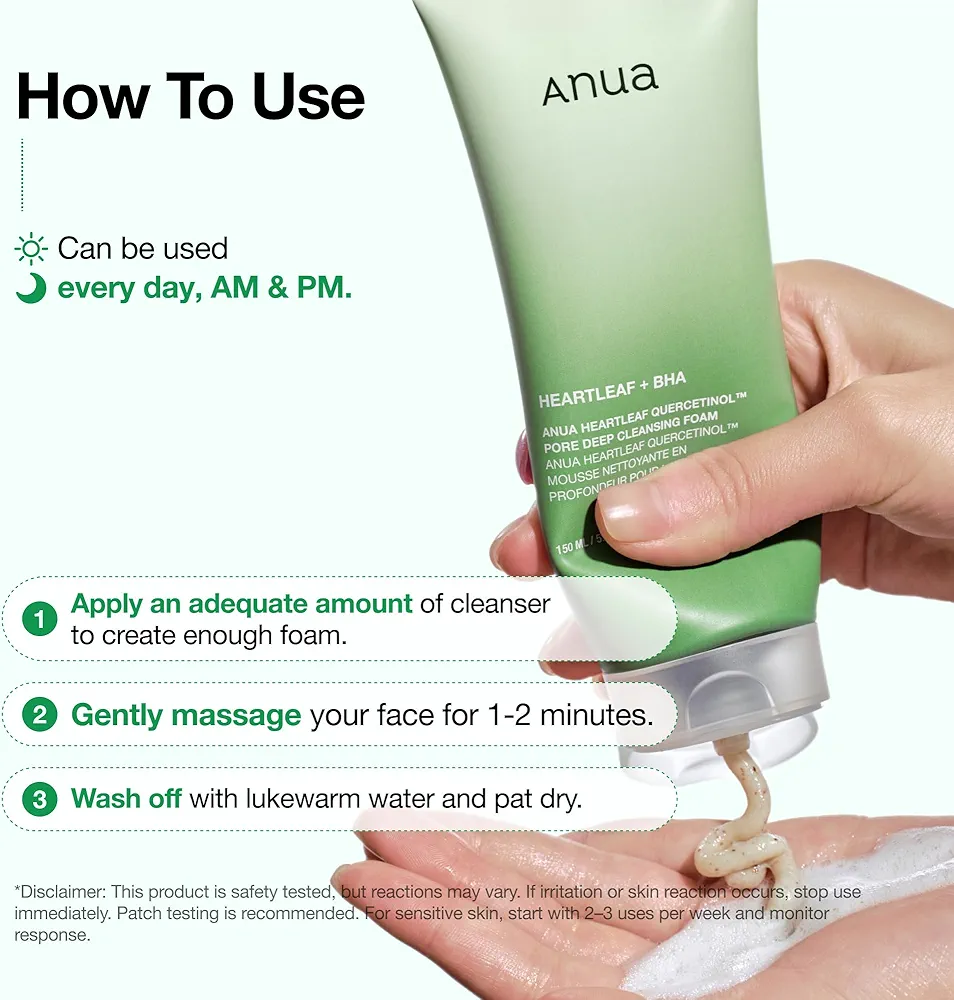 Anua - Heartleaf Quercetinol Pore Deep Cleansing Foam 150ml 8