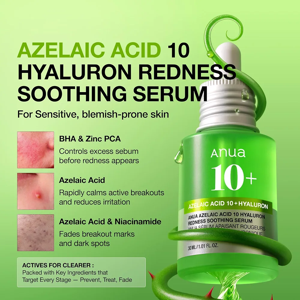 Anua - Azelaic Acid 10 Hyaluron Redness Soothing Serum 30ml  2