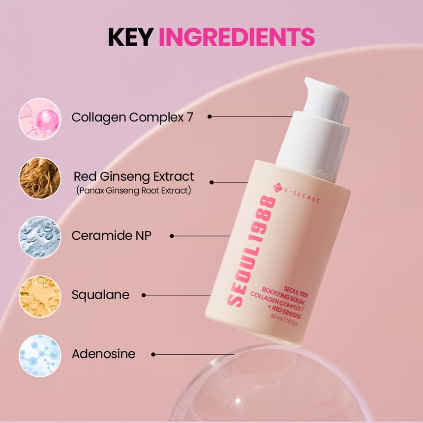 KSECRET - SEOUL 1988 Boosting Serum : Collagen Complex 7 + Red Ginseng 30ml  3