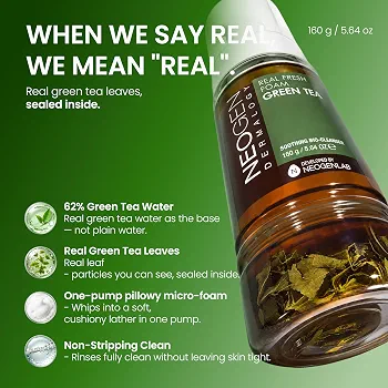 NEOGEN - Dermalogy Real Fresh Foam Cleanser Green Tea 160ml 2