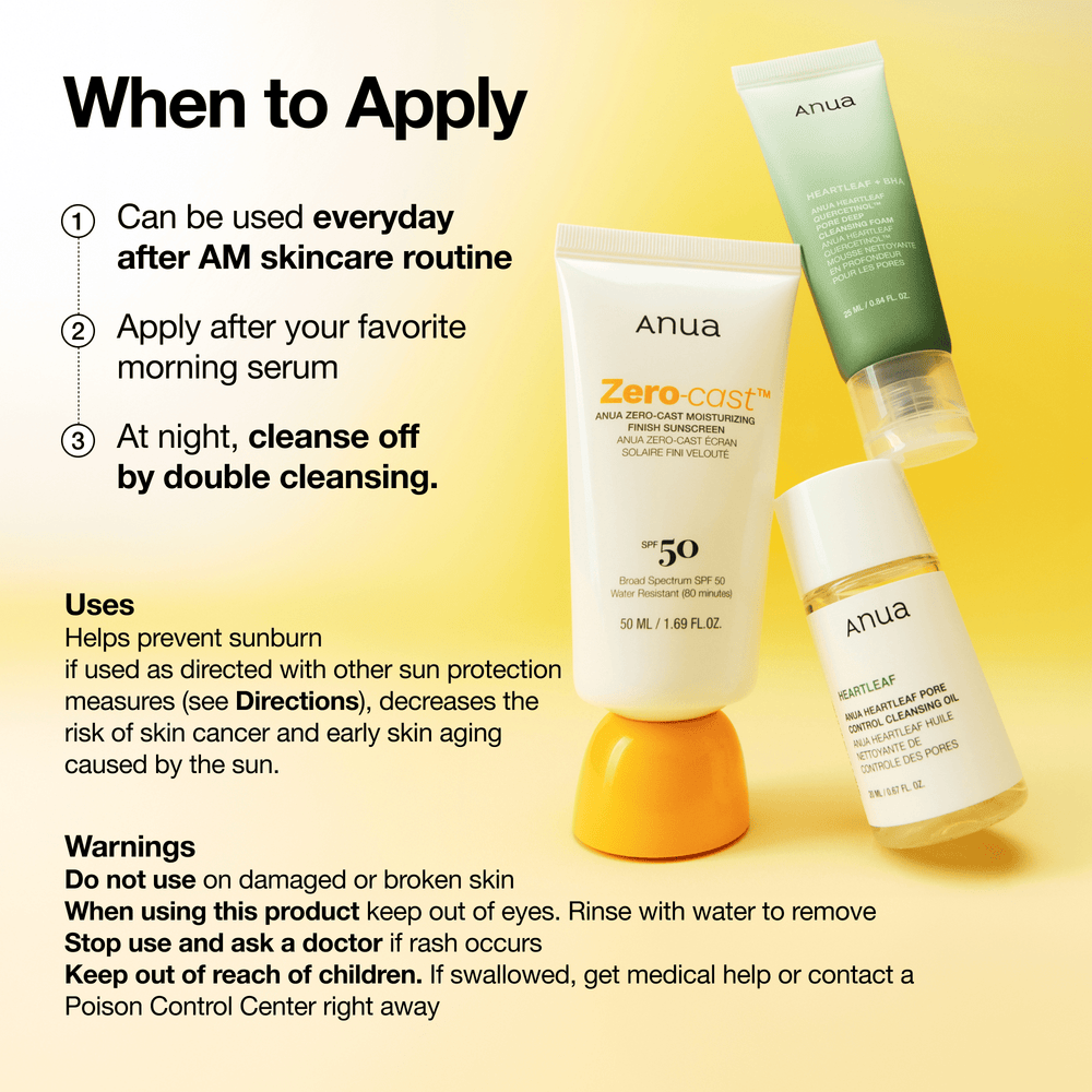 Anua - Zero-Cast Moisturizing Finish Sunscreen 50ml 9