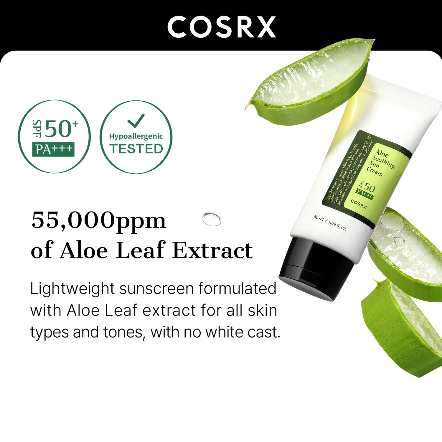 COSRX - Aloe Soothing Sun Cream SPF50+ PA+++ 50ml 3