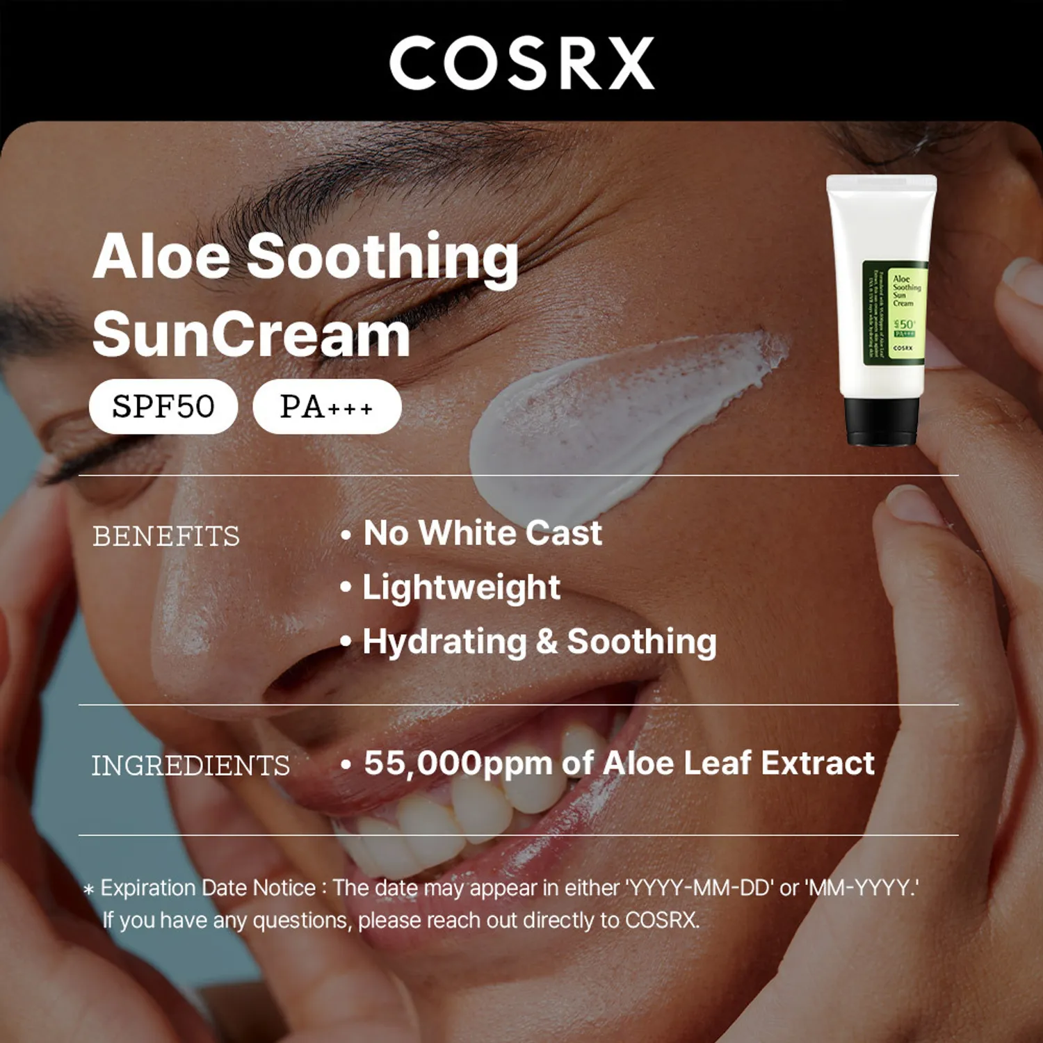 COSRX - Aloe Soothing Sun Cream SPF50+ PA+++ 50ml 4