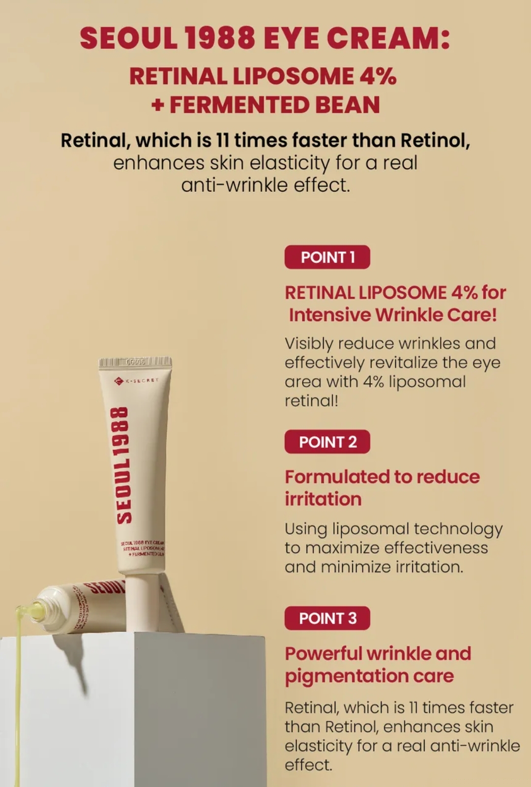 KSECRET - SEOUL 1988 Eye Cream : Retinal Liposome 4% + Fermented Bean 30ml 10