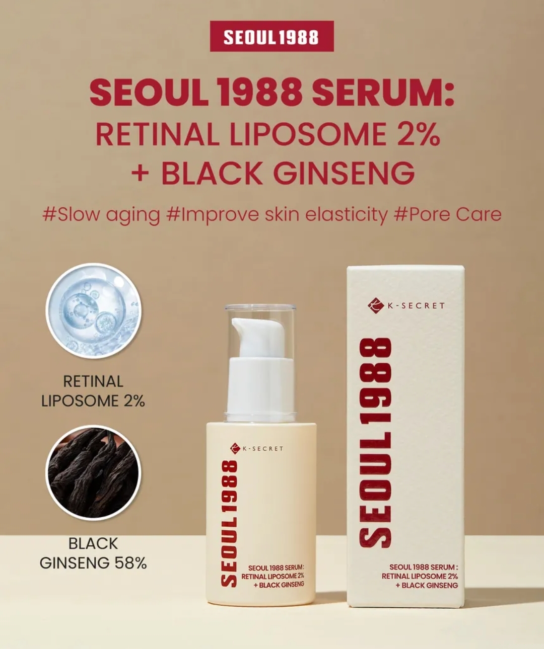 KSECRET - SEOUL 1988 Serum : Retinal Liposome 2% + Black Ginseng 30ml  2