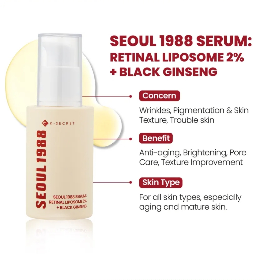 KSECRET - SEOUL 1988 Serum : Retinal Liposome 2% + Black Ginseng 30ml  3