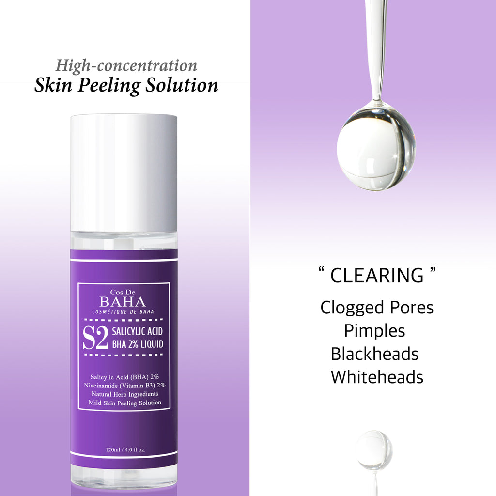 Cos De BAHA - Salicylic Acid BHA 2% Liquid with Niacinamide 2% 120ml (S2) 2