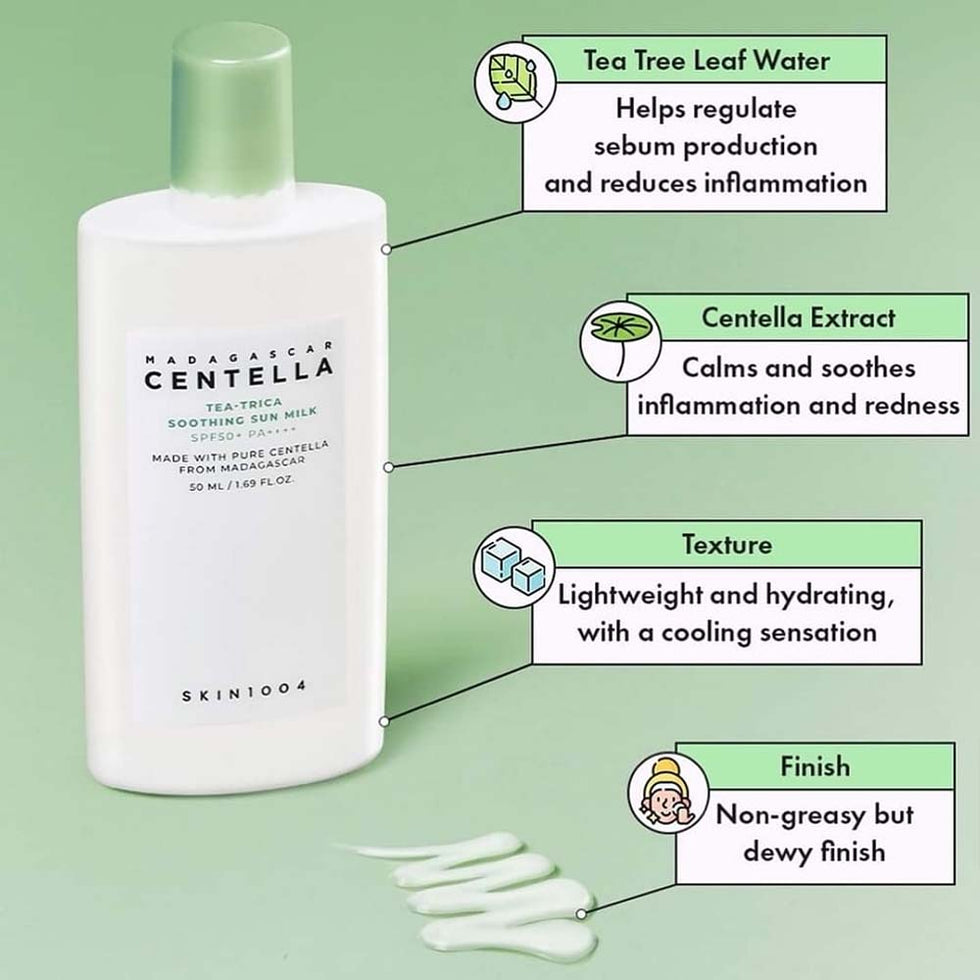 SKIN1004 - Madagascar Centella Tea-Trica Soothing Sun Milk 50ml 3