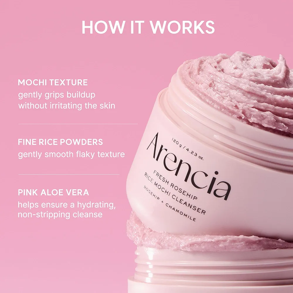 Arencia - Fresh Rosehip Rice Mochi Cleanser 120g 4
