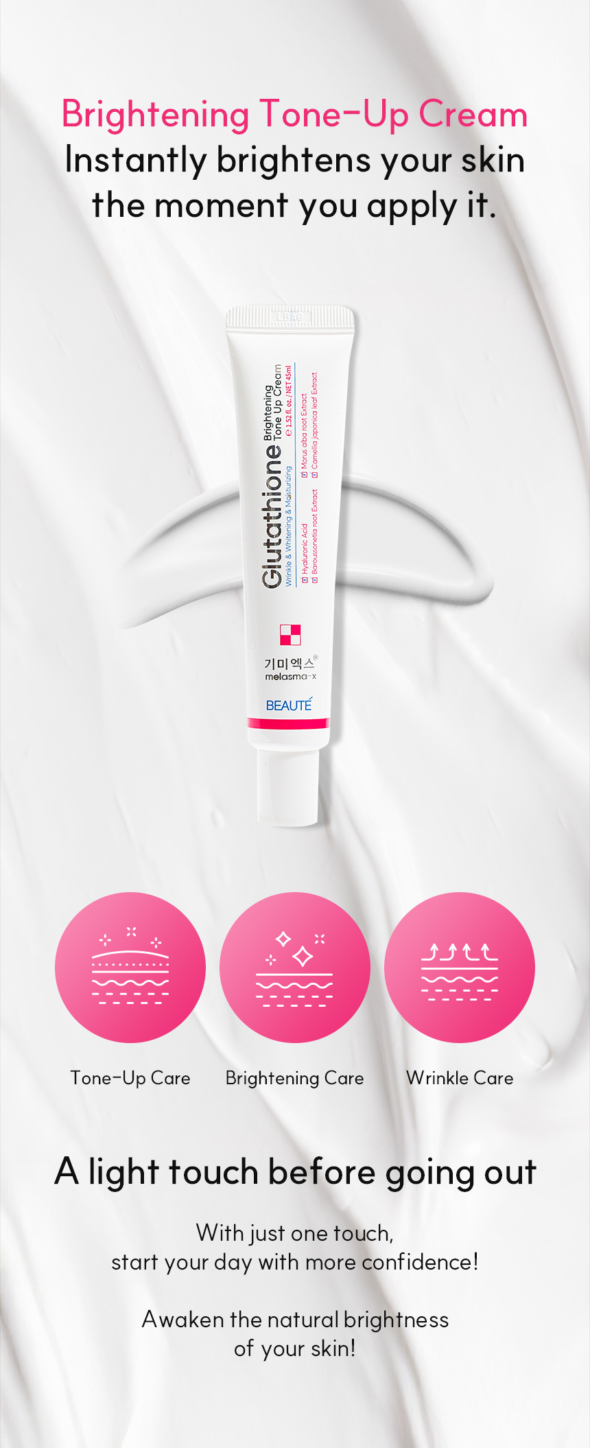Beaute Melasma-X Glutathione Brightening Tone Up Cream 45ml 4