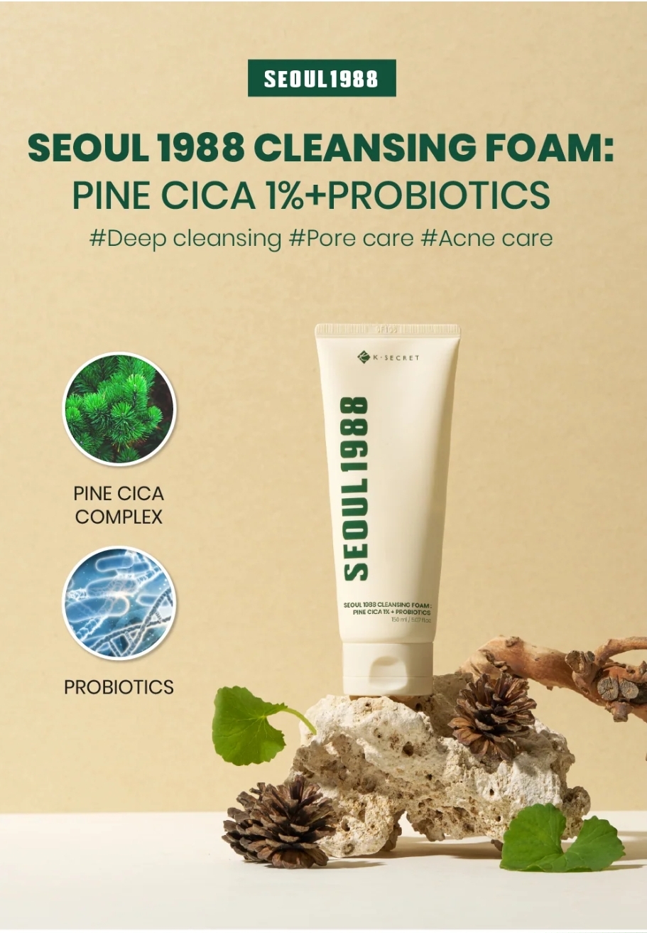 KSECRET - SEOUL 1988 Cleansing Foam : Pine Cica 1% + Probiotics 150ml 3