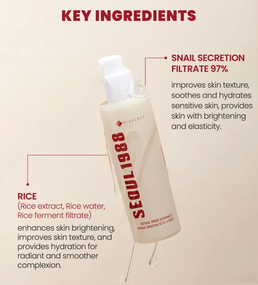 KSECRET - SEOUL 1988 Essence : Snail Mucin 97% + Rice 100ml 6