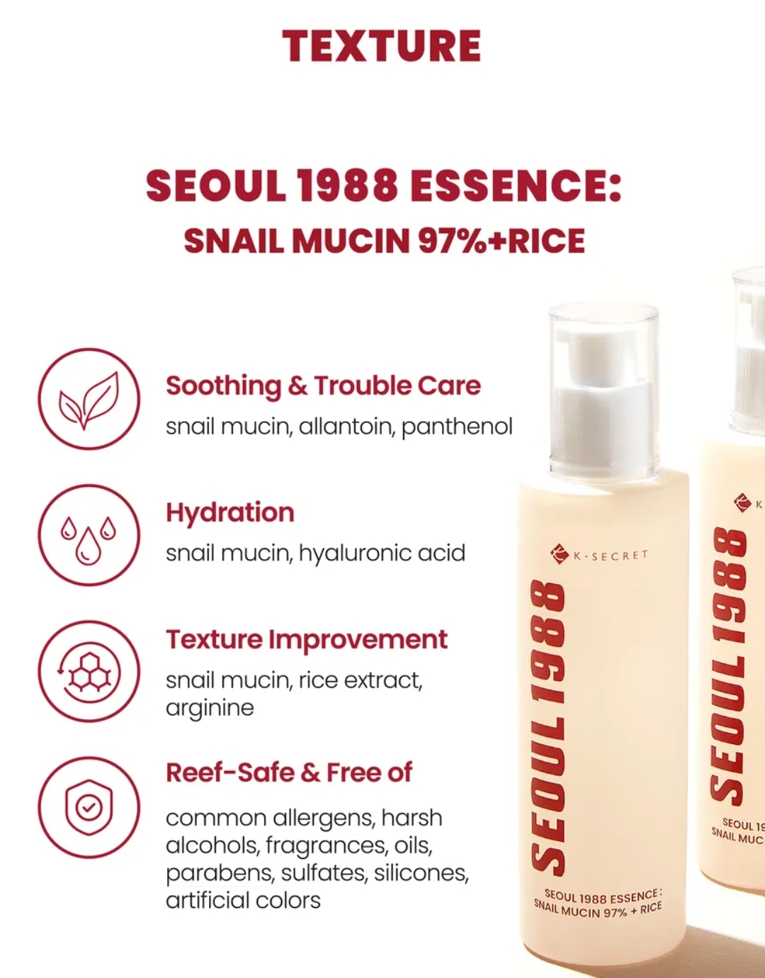 KSECRET - SEOUL 1988 Essence : Snail Mucin 97% + Rice 100ml 7