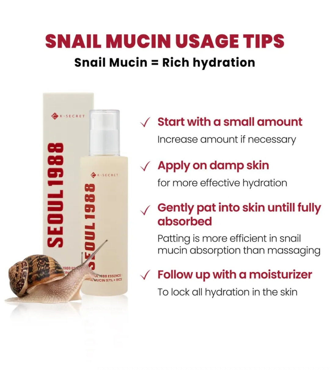 KSECRET - SEOUL 1988 Essence : Snail Mucin 97% + Rice 100ml 9