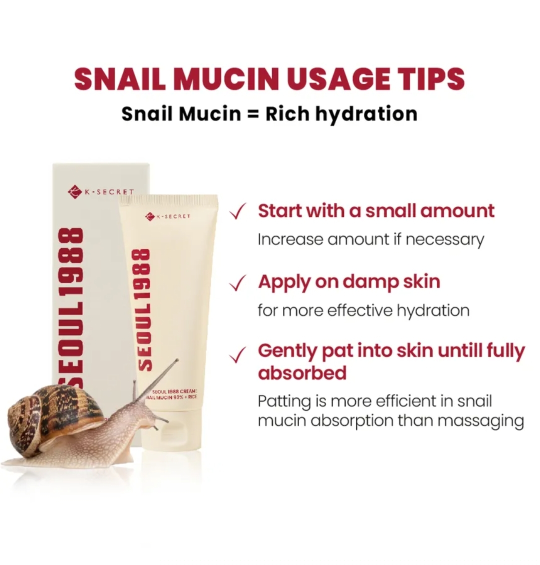 KSECRET - SEOUL 1988 Cream : Snail Mucin 93% + Rice 100ml  10