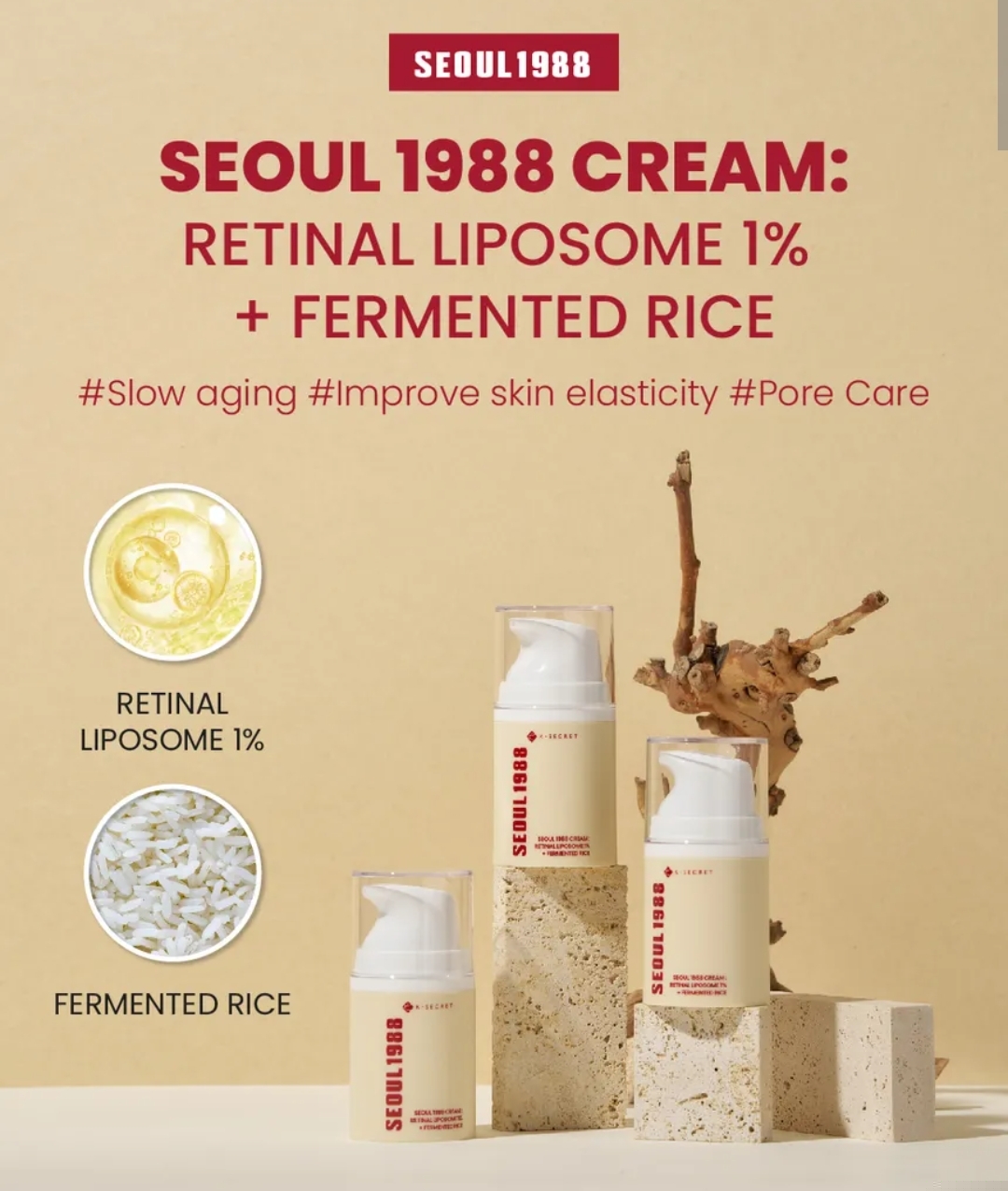 KSECRET - SEOUL 1988 Cream : Retinal Liposome 1% + Fermented Rice 50ml 3