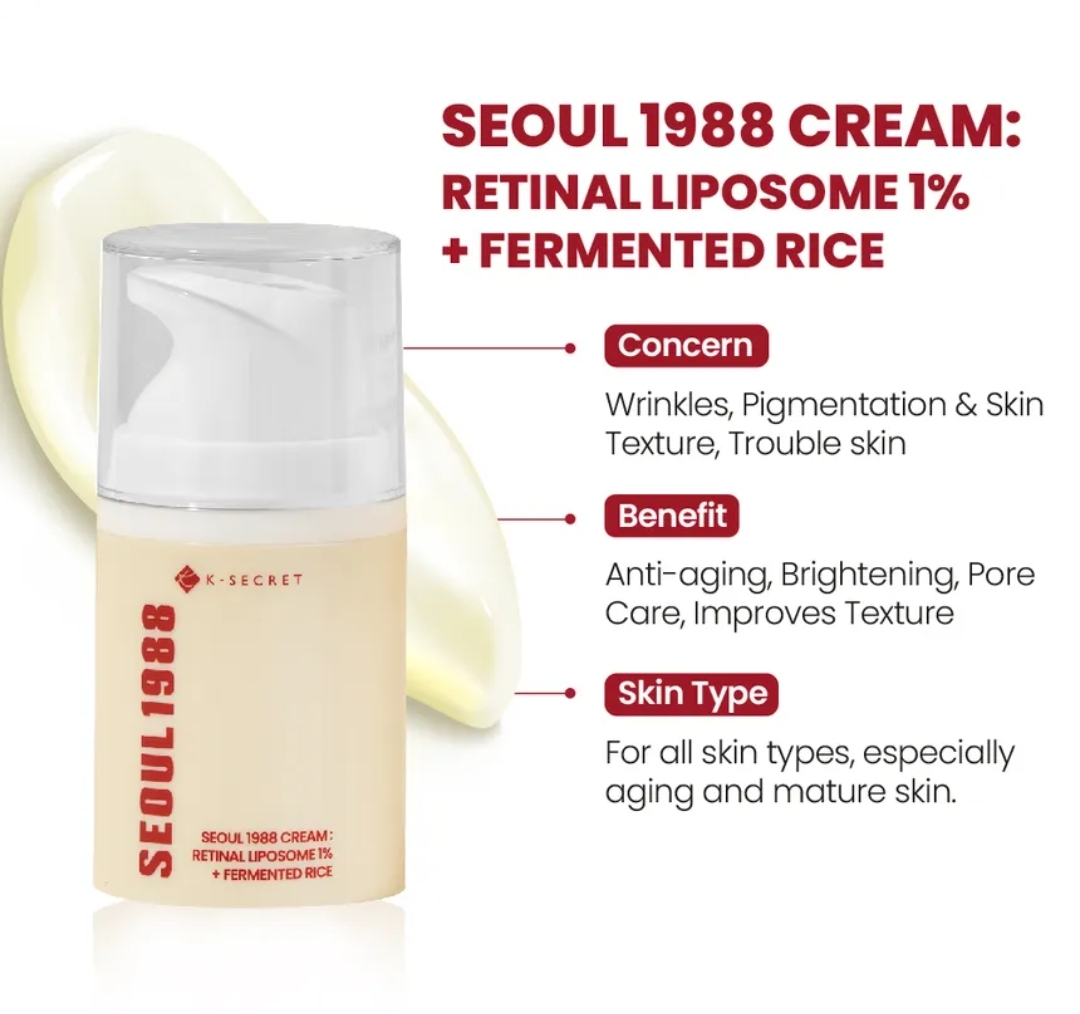 KSECRET - SEOUL 1988 Cream : Retinal Liposome 1% + Fermented Rice 50ml 4