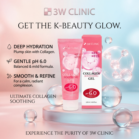 3W CLINIC pH 6.0 Collagen Soothing Gel 120ml 2