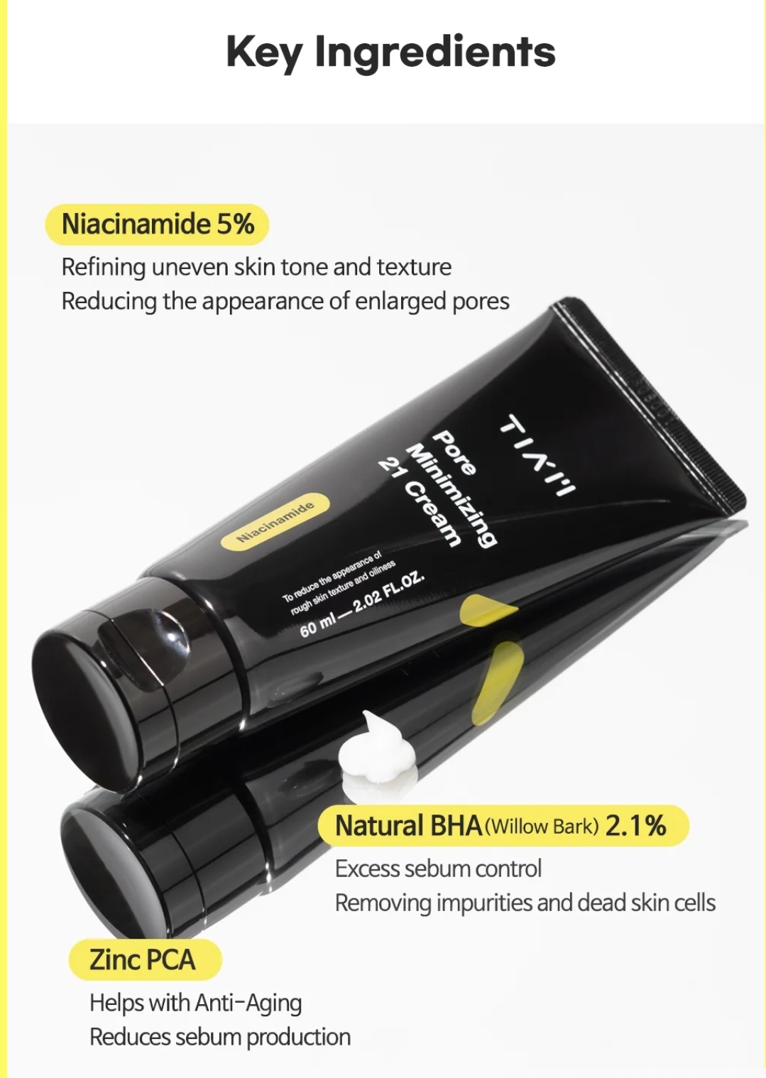 TIA'M - Pore Minimizing 21 Cream 60𝐦𝐥 6