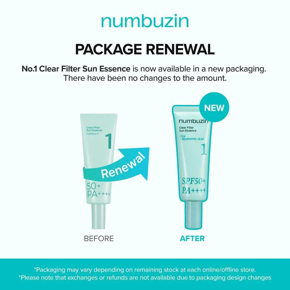 numbuzin - No.1 Clear Filter Sun Essence SPF50+ PA++++50ml 2