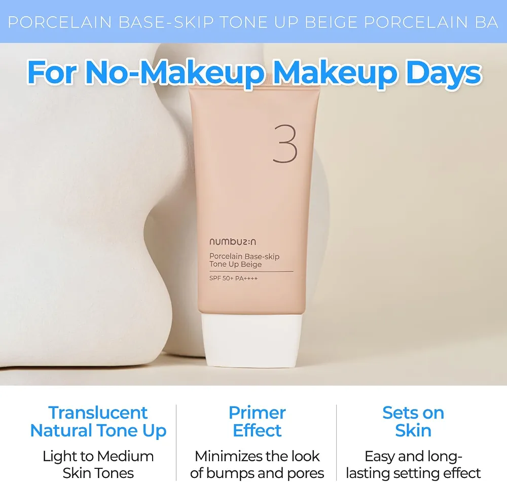 numbuzin - No. 3 Porcelain Base-Skip Tone Up Beige 50ml 3