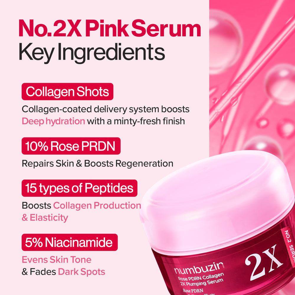numbuzin - No.2 Rose PDRN Collagen 2X Plumping Serum 30ml  7
