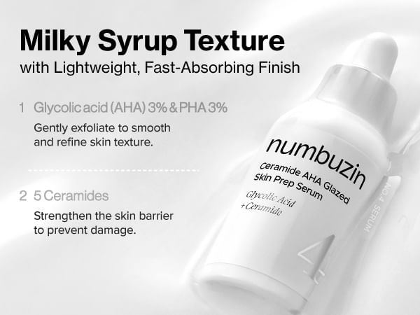 numbuzin - No.4 Ceramide AHA Glazed Skin Prep Serum 30ml  10