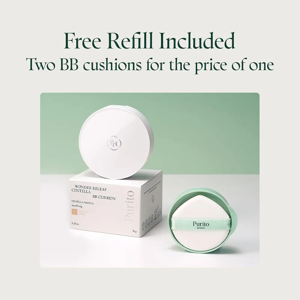 Purito SEOUL - Wonder Releaf Centella BB Cushion 13 Neutral Ivory 15g 9