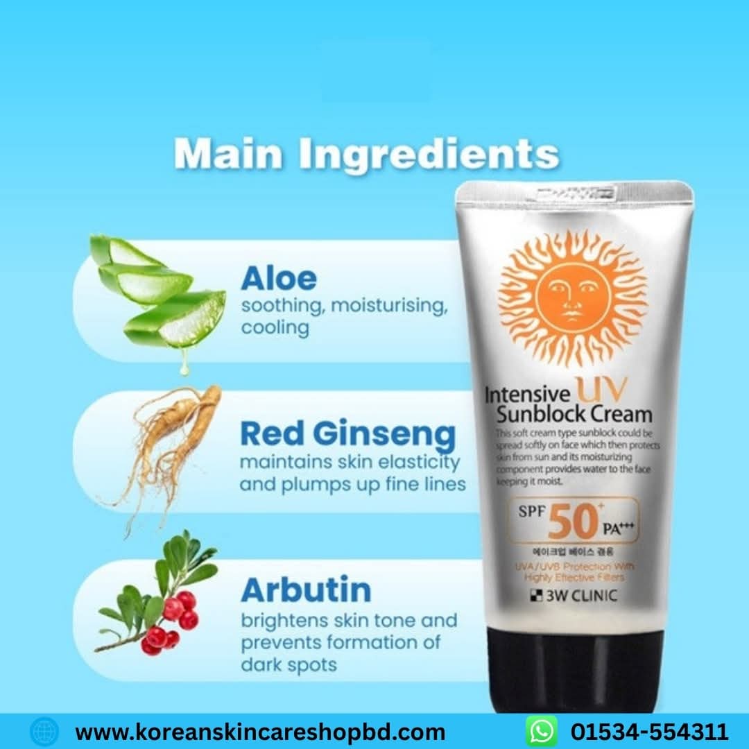 3W Clinic Intensive UV Sunblock Cream SPF 50+PA+++ 70ml 5
