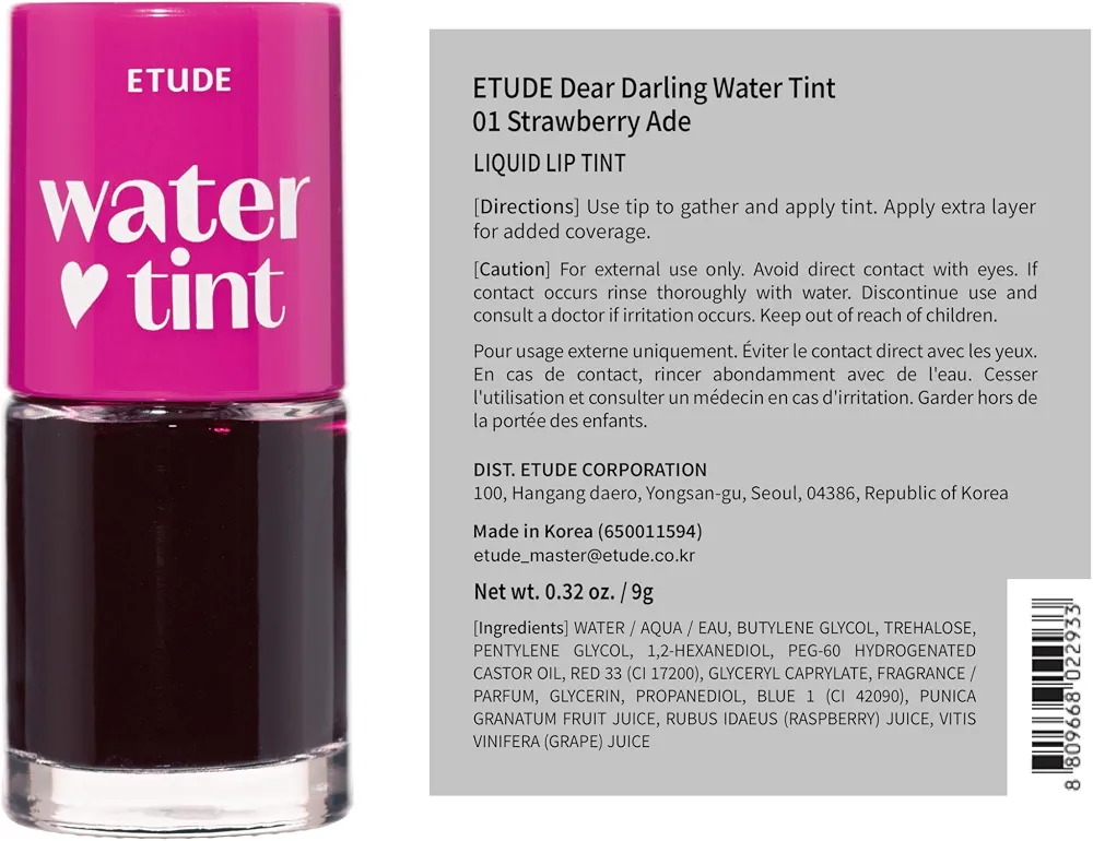 ETUDE Dear Darling Water Tint #01 Strawberry Ade 9g 11