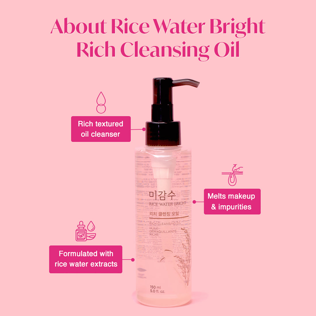 THE FACE SHOP - Rice Water Bright Rich Cleansing Oil 150mL 3