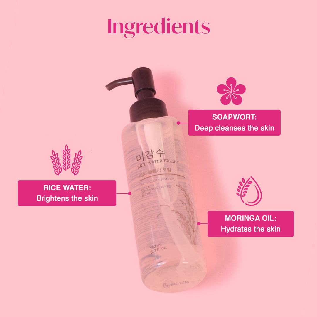 THE FACE SHOP - Rice Water Bright Rich Cleansing Oil 150mL 4