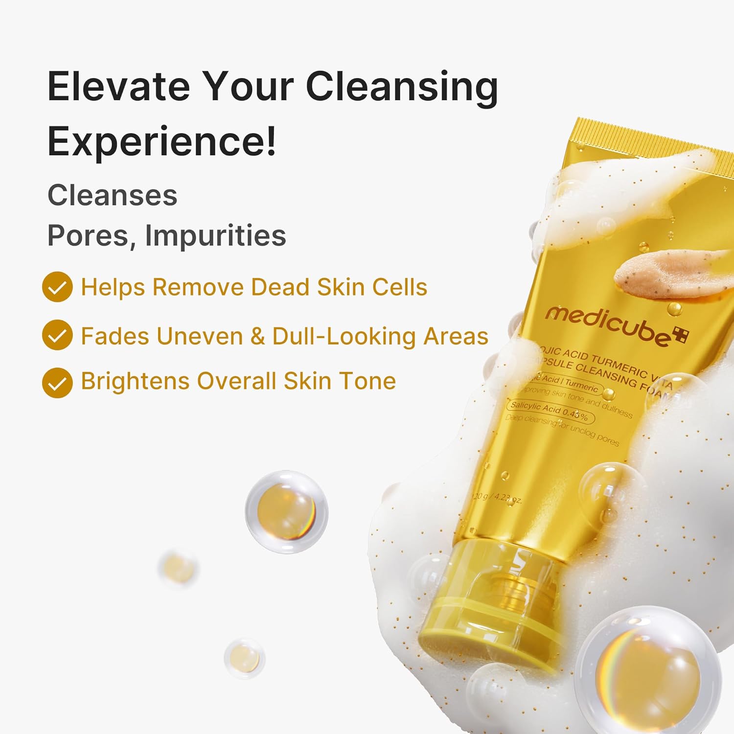 medicube - Kojic Acid Turmeric Vita Capsule Cleansing Foam 120g 3